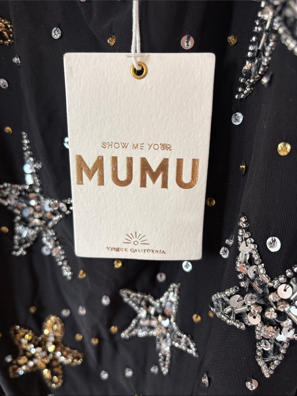 Show Me Your Mumu Stassi Midi Dress Starfish Beaded Sequins Black Star - Picture 6 of 8